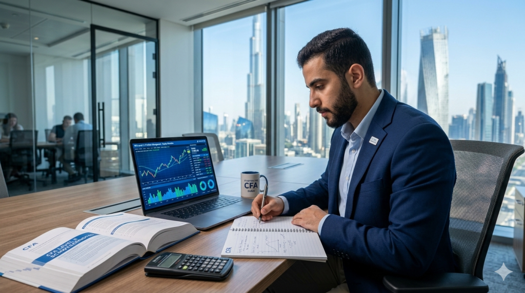 CFA course in UAE student preparing for CFA Level 1 exam in Dubai